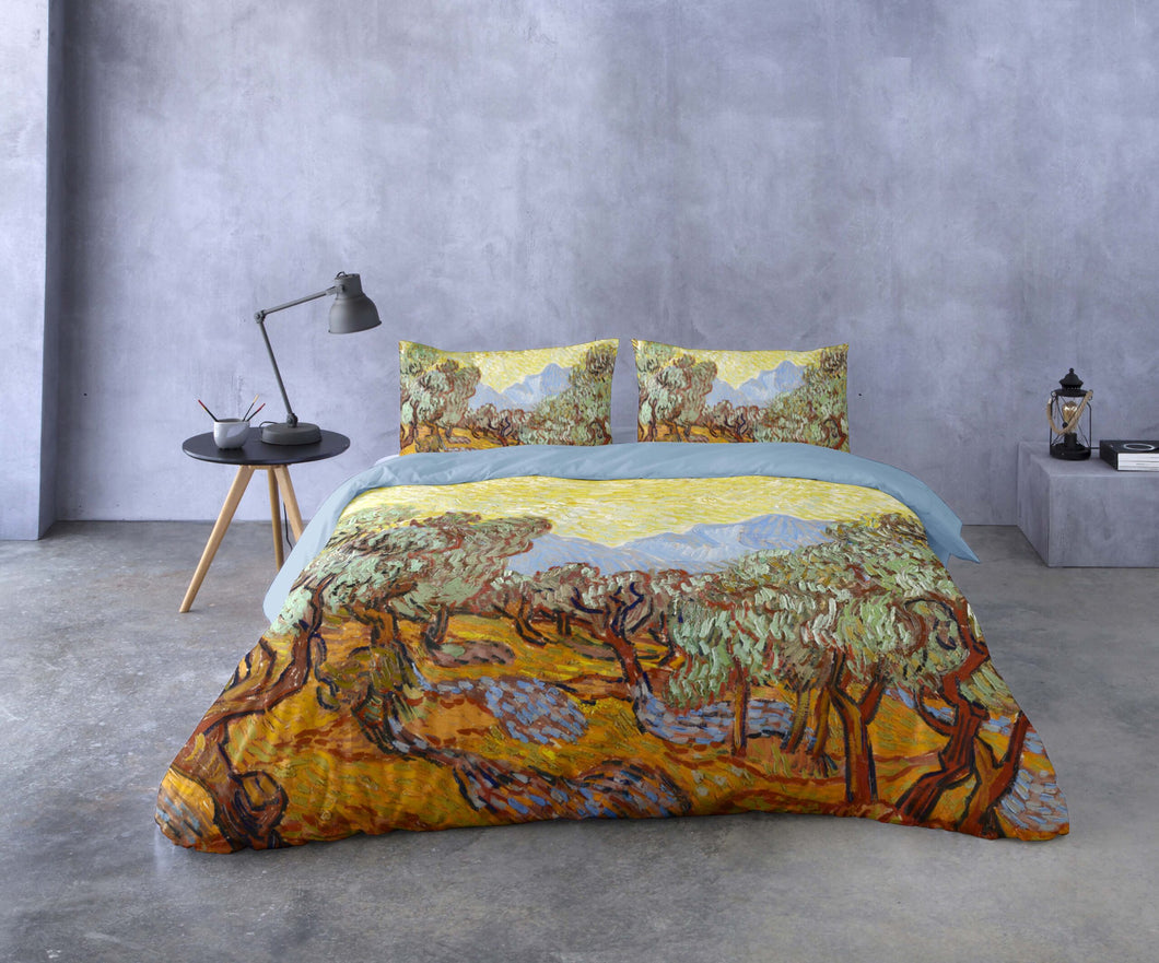 Completo letto ULIVI CON CIELO GIALLO E SOLE - VAN GOGH