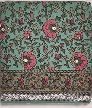 Carica l&#39;immagine nel visualizzatore di Gallery, Mezzero indiano 100% cotone stampato a mano decoro verde- Sobel
